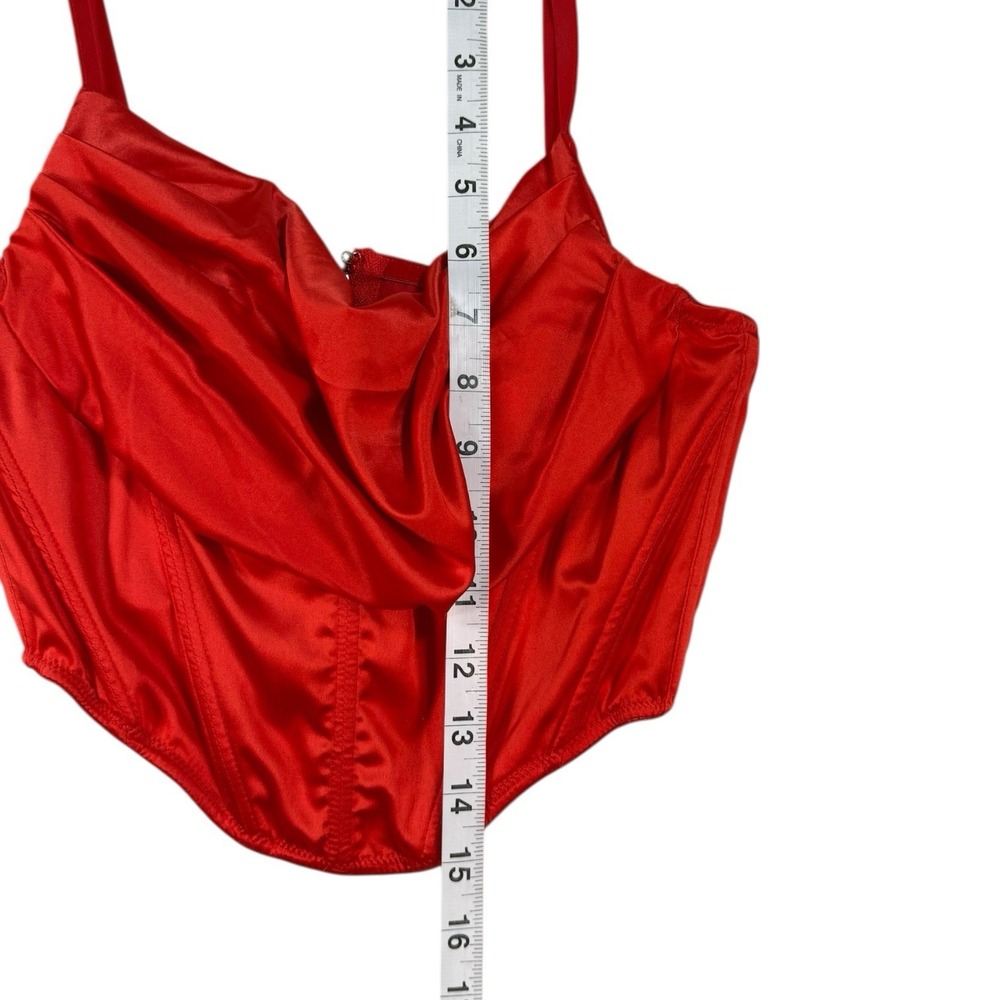 Urban Outfitters Red Satin Corset Bustier Top Small Spaghetti Straps Valentine's - Picture 6 of 11